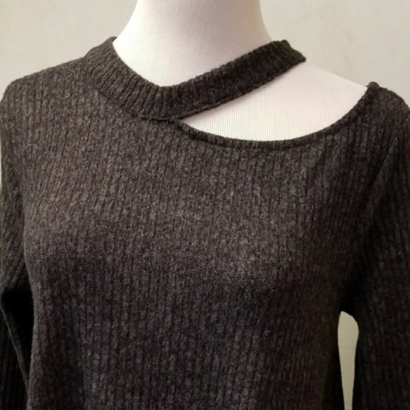 NWT Cotton Emporium sweater open neckline gray mini A-line dress size S (299) - Picture 9 of 12
